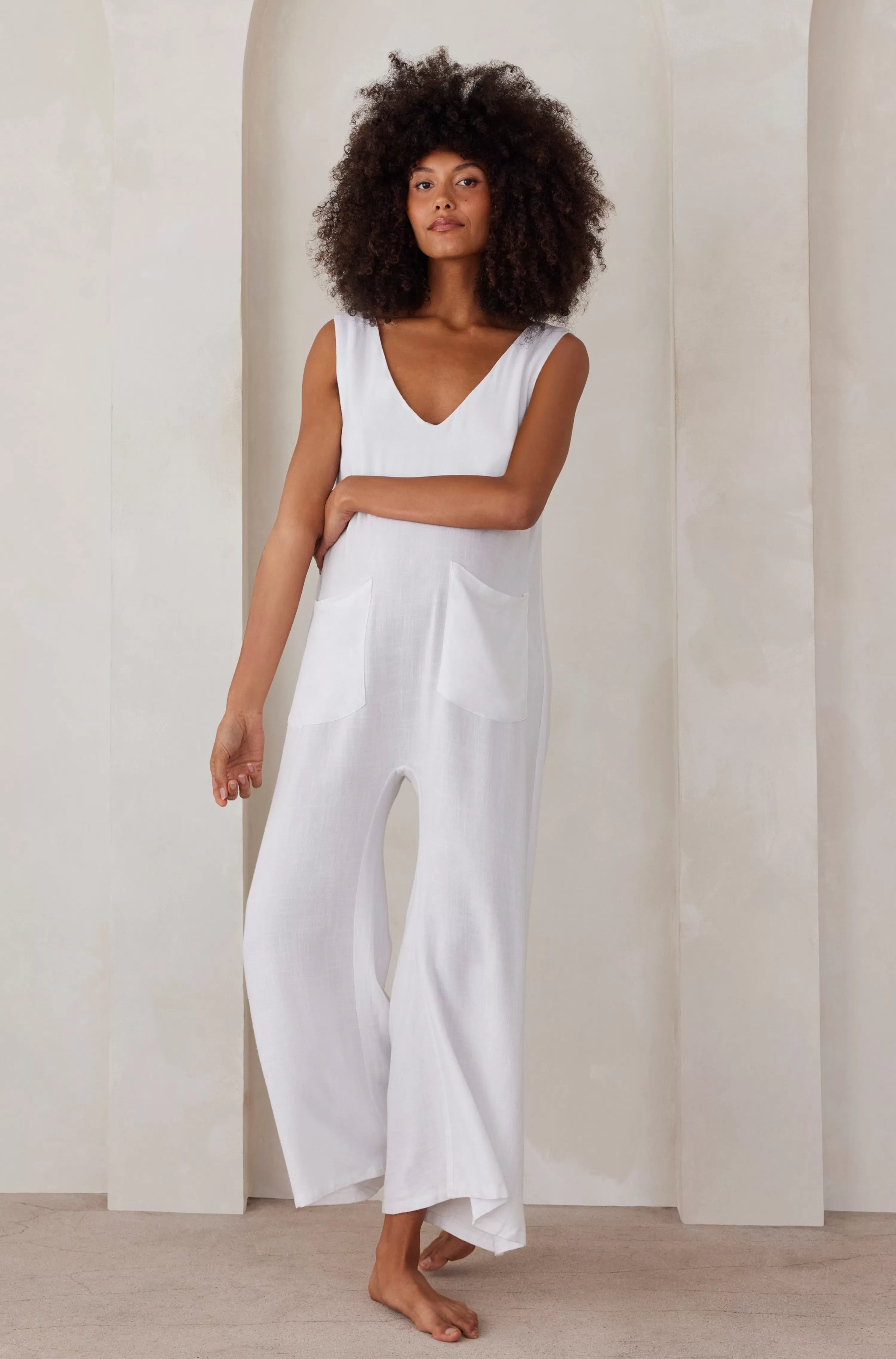 Jumpsuits & Rompers | BUMPSUIT Oversized Linen Jumpsuit Black | White