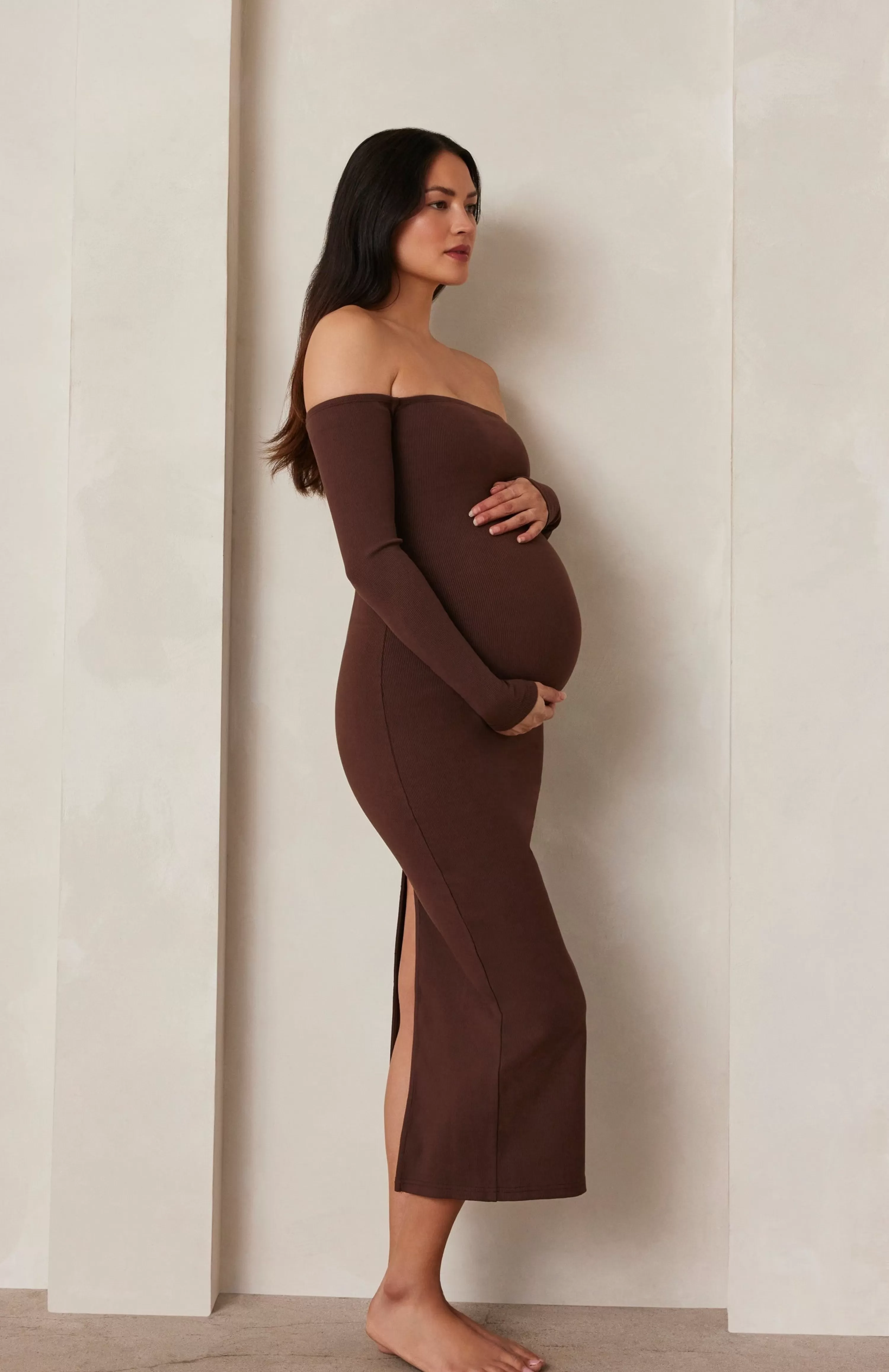 Dresses | BUMPSUIT Sculpting Rib Off The Shoulder Dress Black