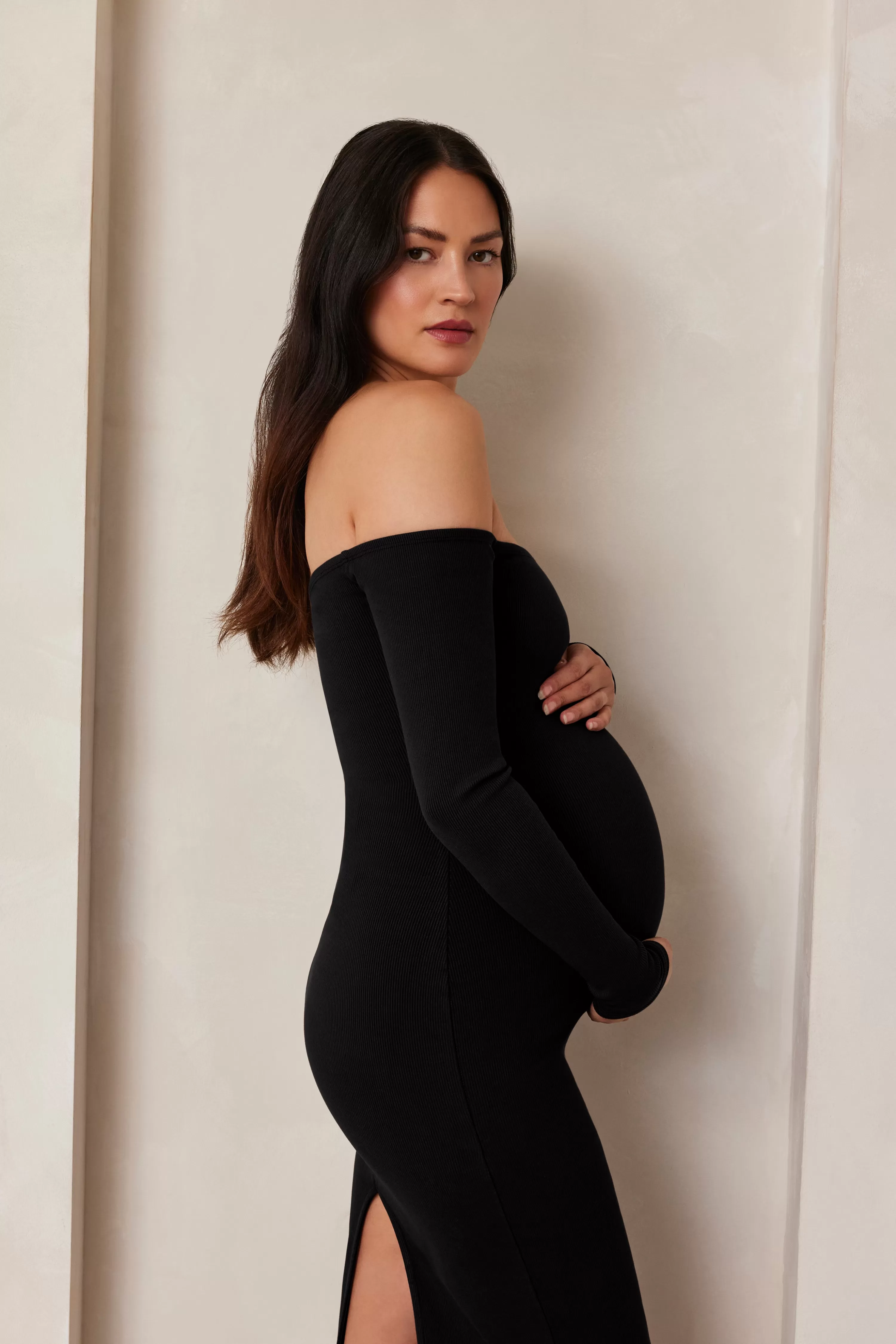 Dresses | BUMPSUIT Sculpting Rib Off The Shoulder Dress Black