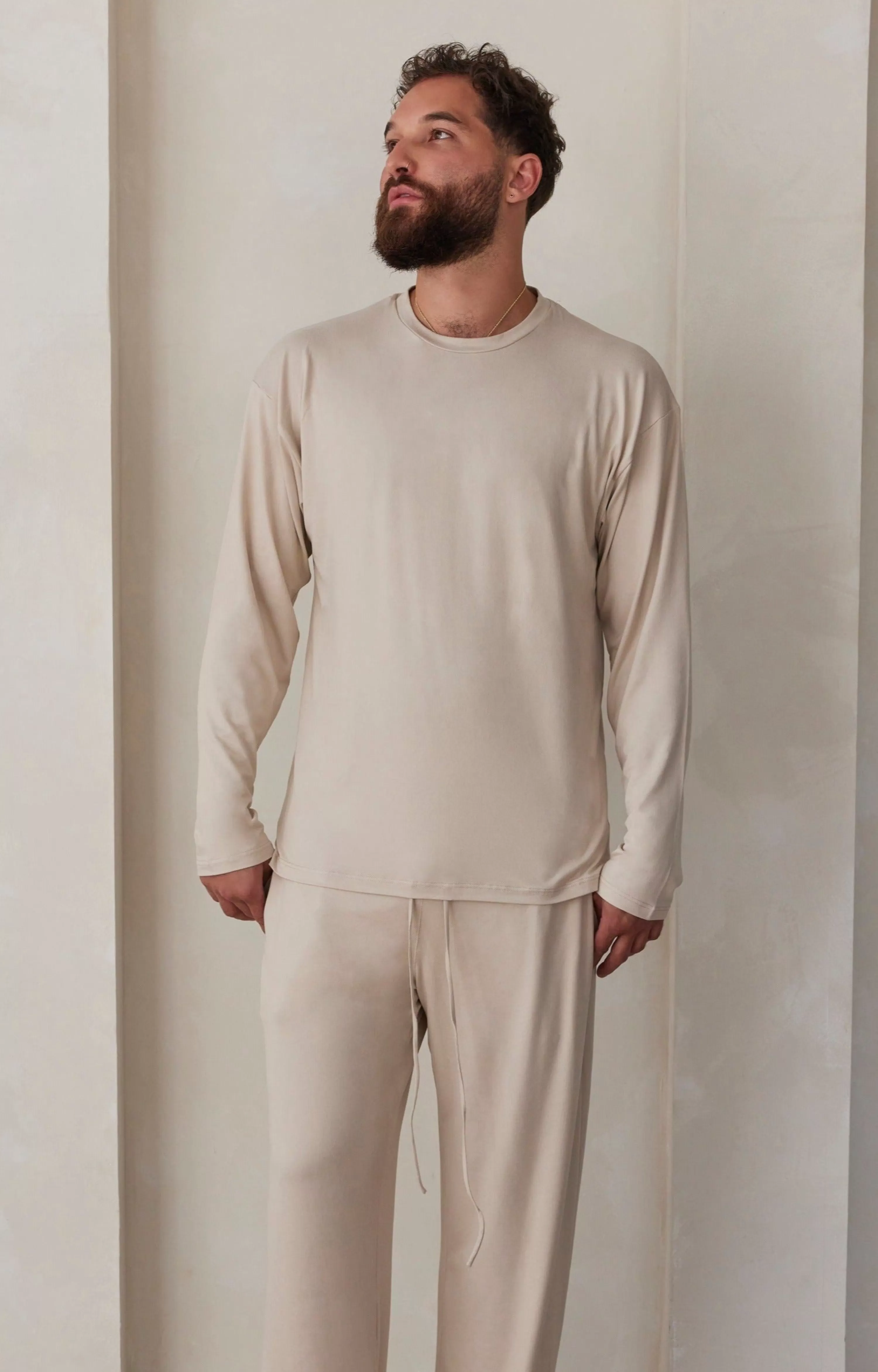 Loungewear | BUMPSUIT The Cloud Mens Long Sleeve Tee Oat | Moss | Rust