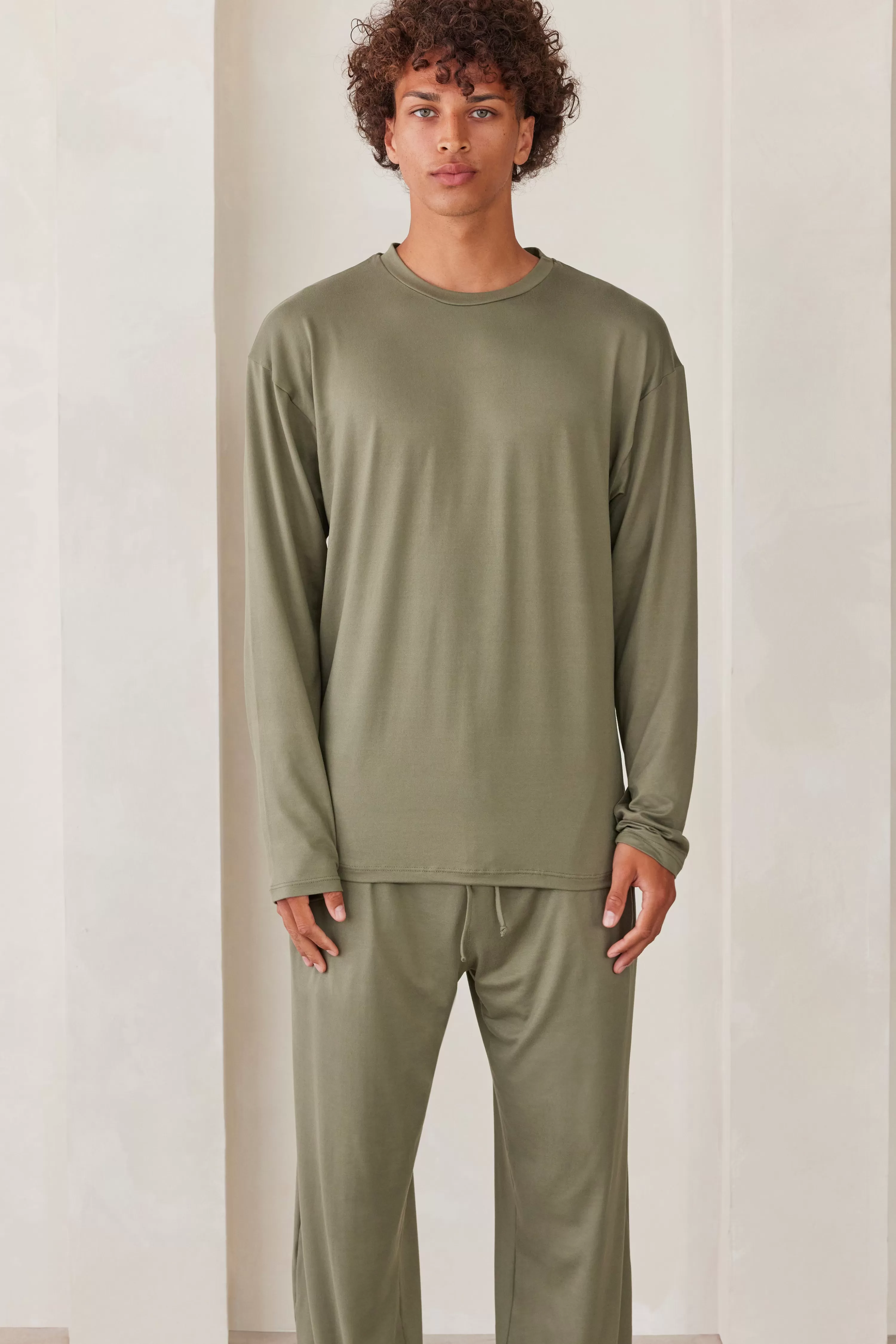 Loungewear | BUMPSUIT The Cloud Mens Long Sleeve Tee Oat | Moss | Rust