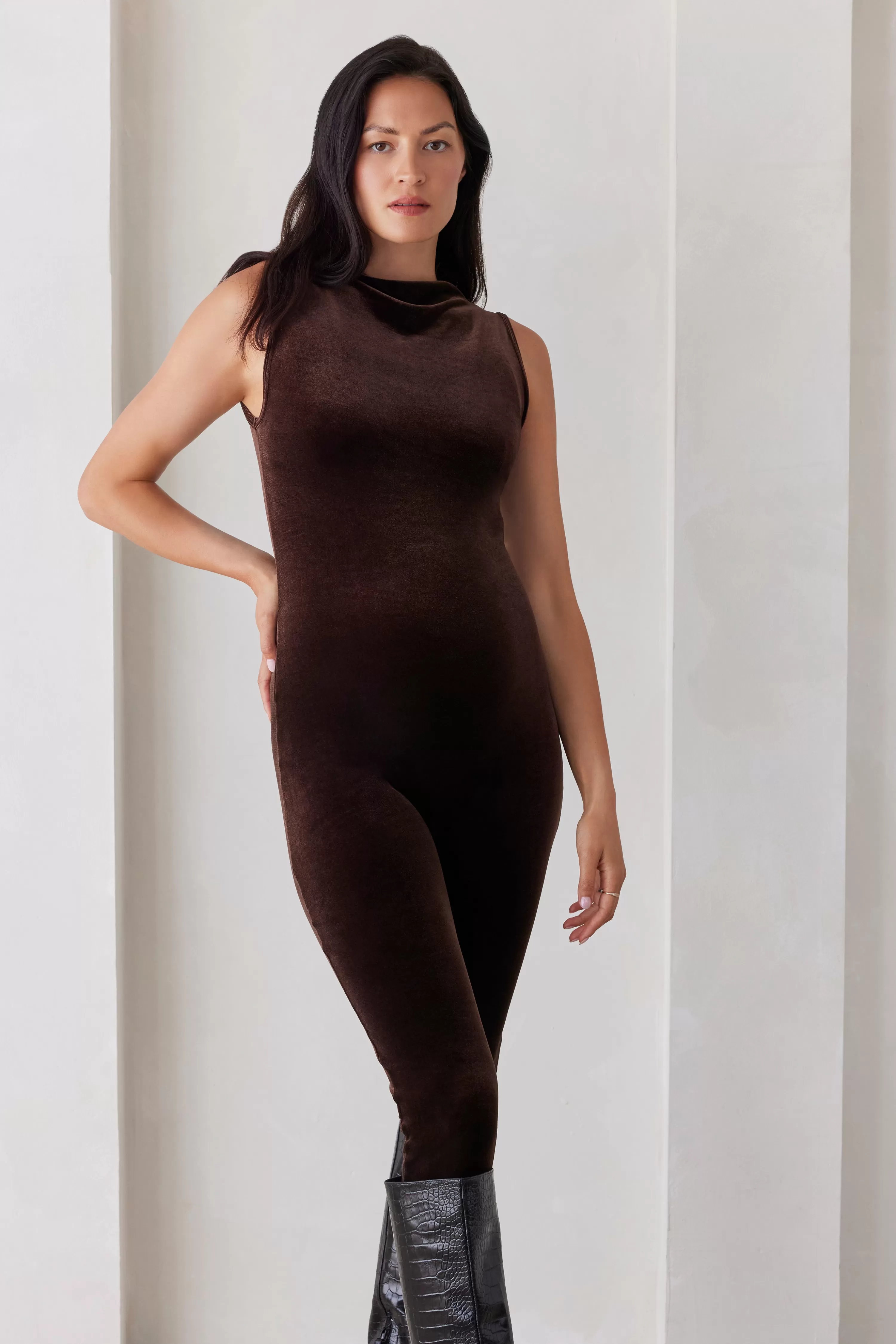 Jumpsuits & Rompers | BUMPSUIT The Solid Velvet Gia Black | Chocolate Brown